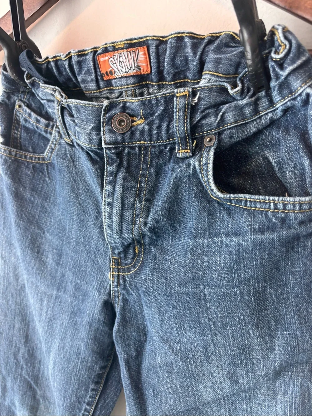 Old Navy Boys Jeans Size 14 Regular Blue Denim Adjustable Waist Straight Leg